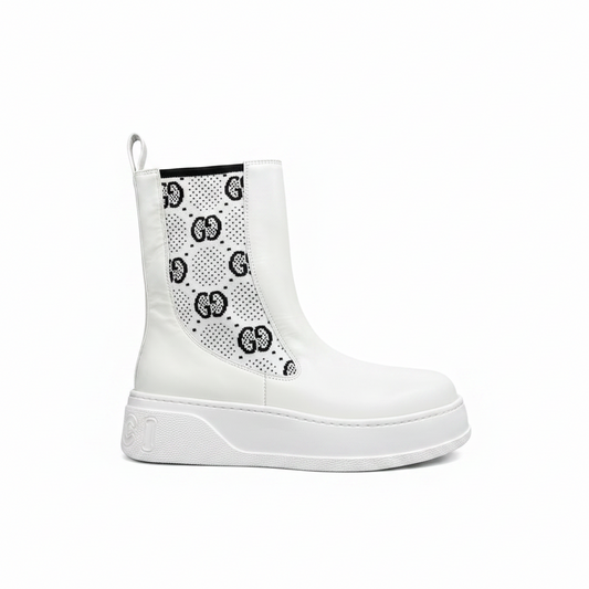 Gucci Leather Chelsea Boots "White"