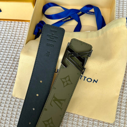 Louis Vuitton Reversible Dimension Leather Belt "Green" and "Black"