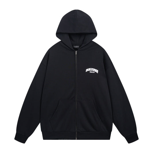 Balenciaga Round Backflip Zip-Up Hoodie "Black-White"