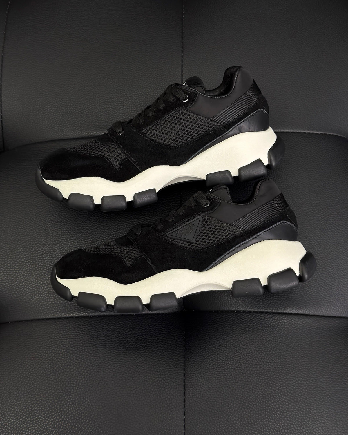 Prada Mesh Fabric and Suede Sneakers "Black"