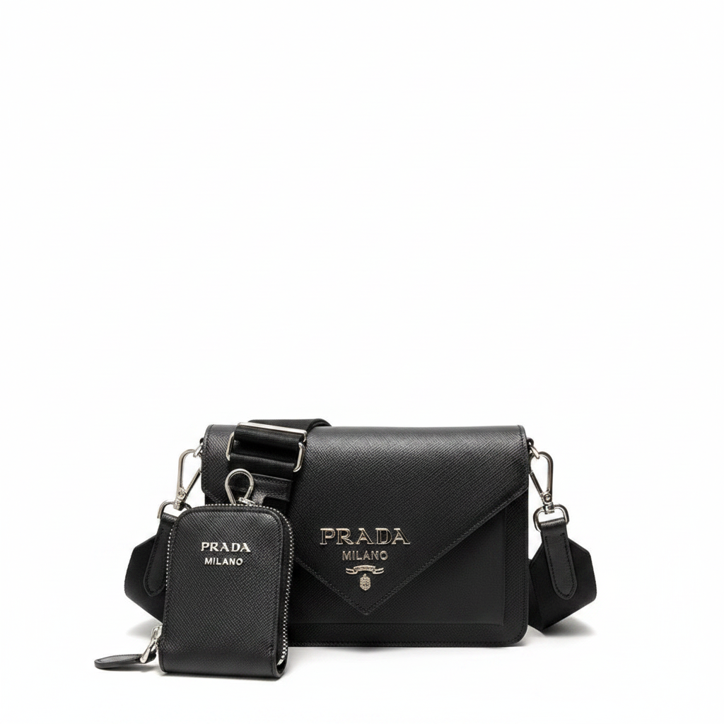 Prada Saffiano Leather Mini Envelope Bag