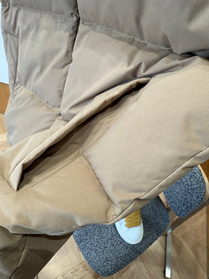 Bottega Veneta Intrecciato Poplin Down Vest "Camel-Black"