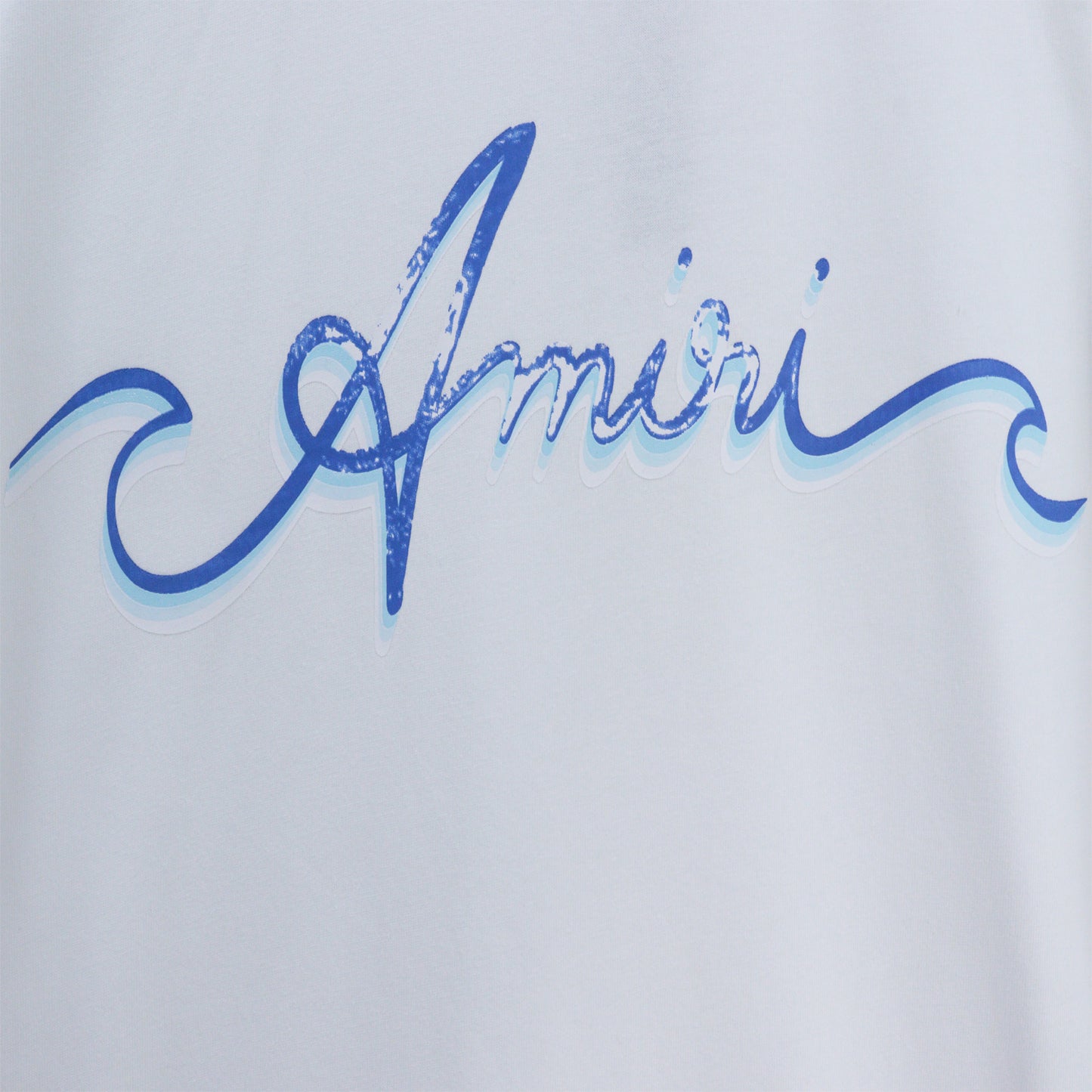 Amiri Wave Logo Print T-Shirt "White-Blue"