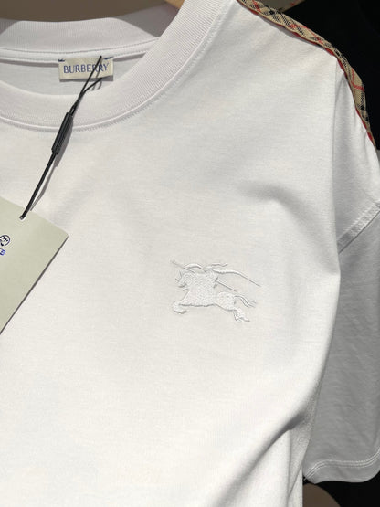 Burberry Check Trim Cotton T-Shirt "Chalk White"