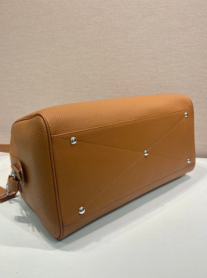Prada Leather Duffel Bag "Brown"
