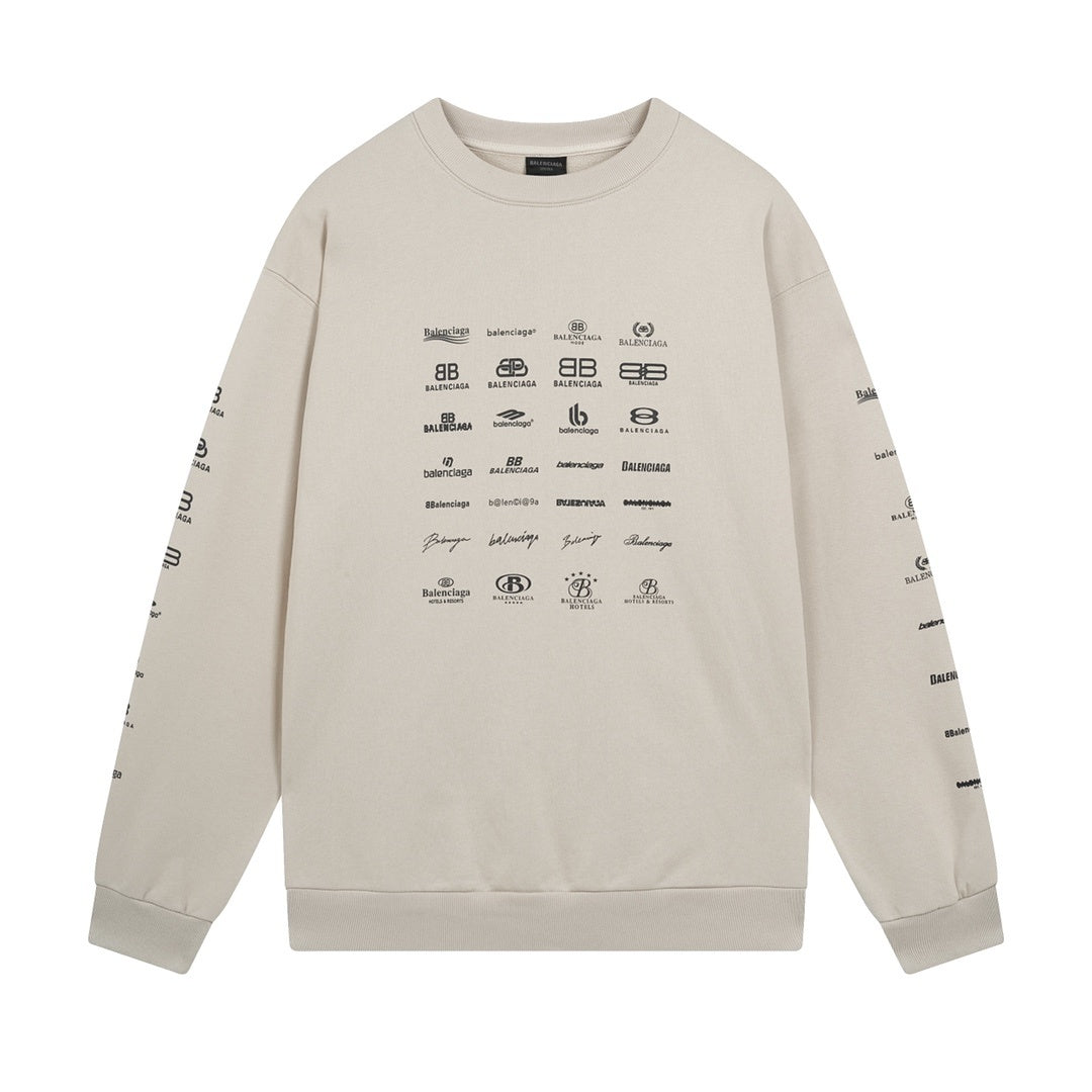 Balenciaga Archive Multi Logo Sweatshirt "Beige-Black"