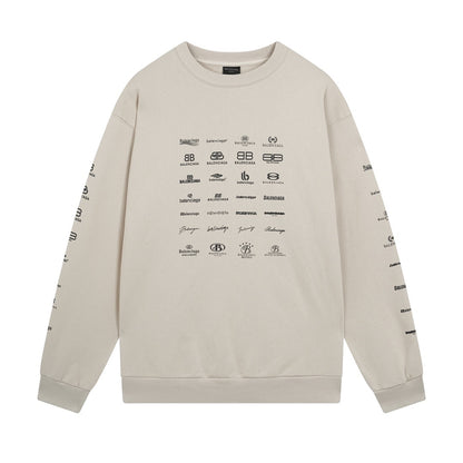 Balenciaga Archive Multi Logo Sweatshirt "Beige-Black"