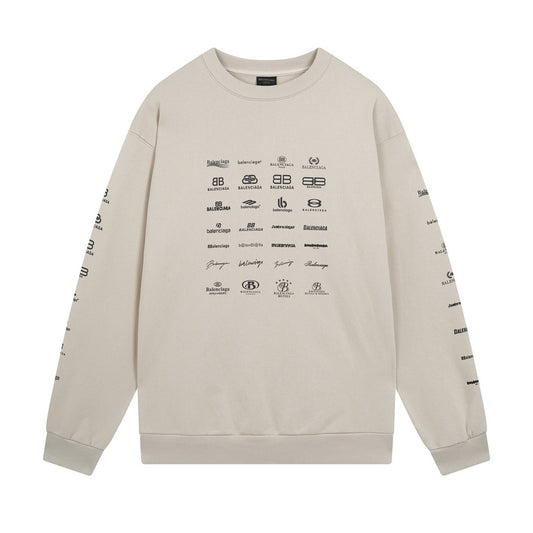 Balenciaga Archive Multi Logo Sweatshirt "Beige-Black"
