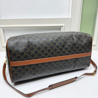Celine Large Voyage Bag in Triomphe Canvas with Celine Print "Tan"