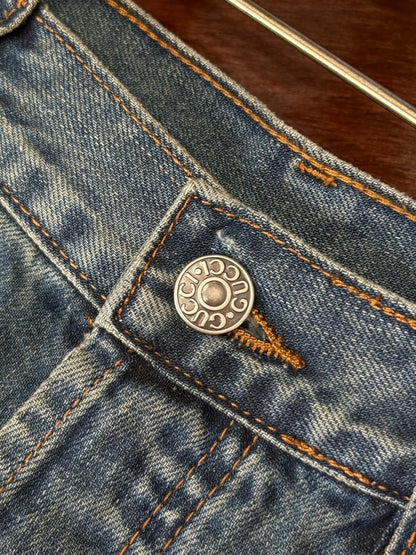 Gucci Cotton Denim Pants with Horsebit Detail