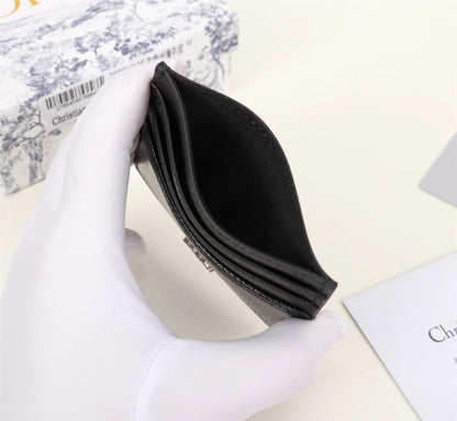 Dior Card Holder CD Diamond Canvas Smooth Calfskin