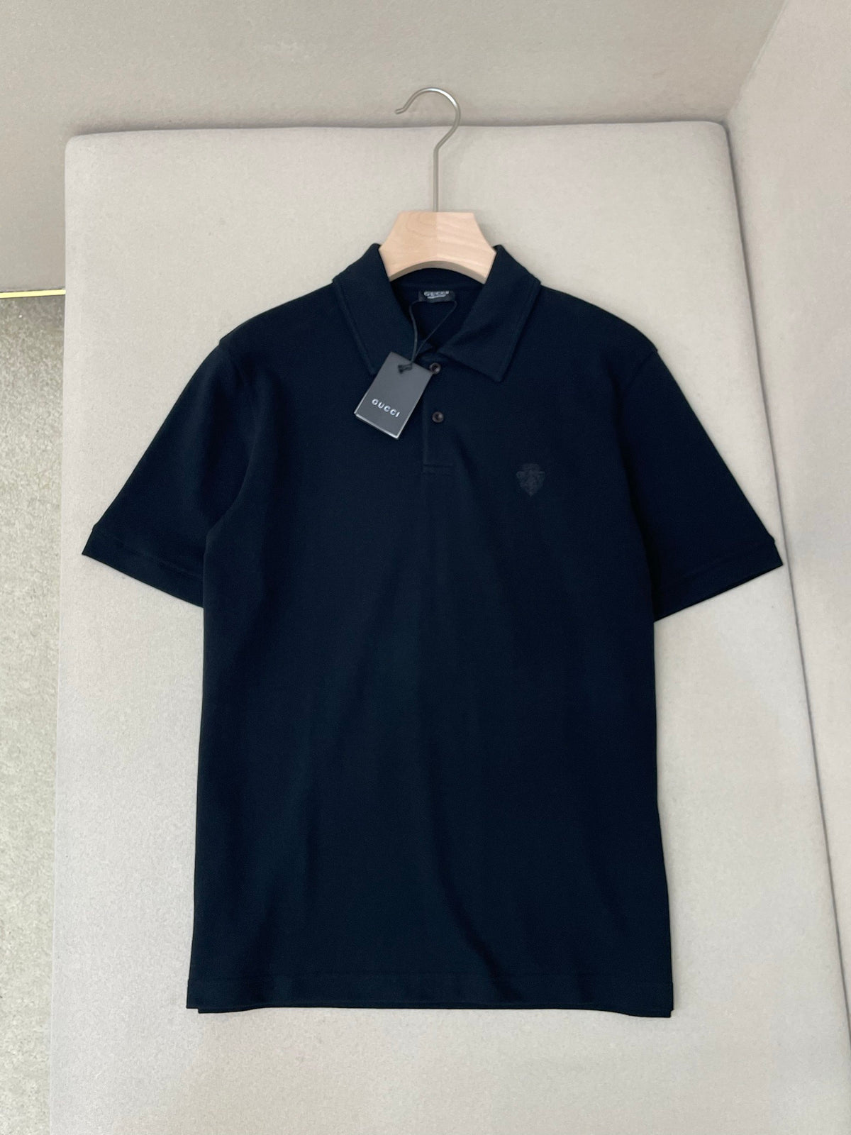 Gucci Cotton Piquet Polo Shirt with Embroidery "Black"