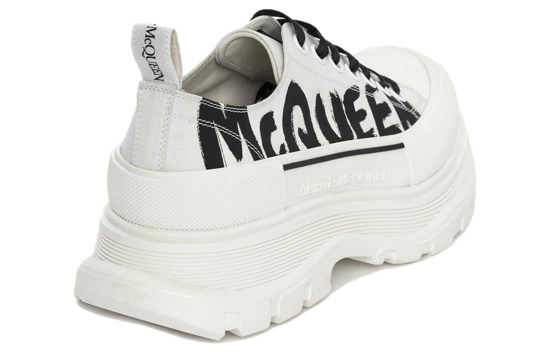 Alexander McQueen Tread Slick Low "White-Black Graffiti Logo"