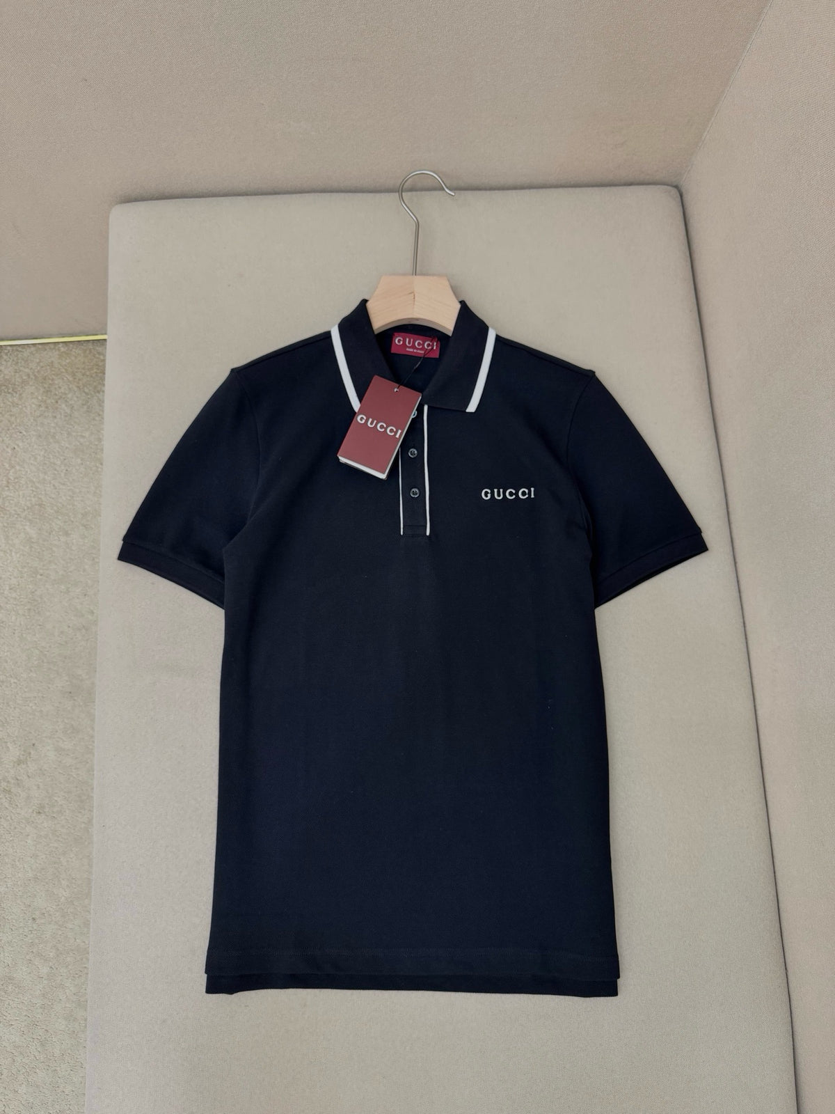 Gucci Cotton Piquet Polo T-Shirt with Embroidery "Black"