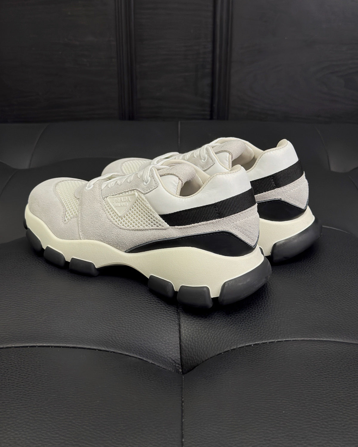 Prada Mesh Fabric and Suede Sneakers "White"
