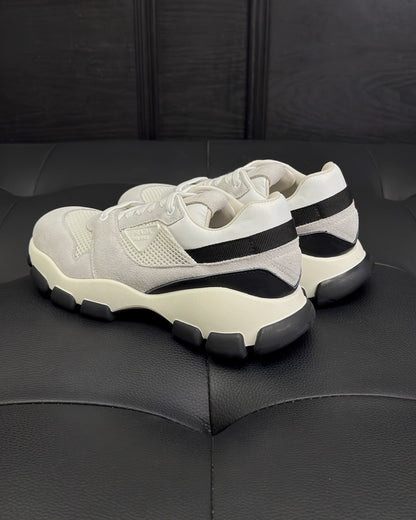 Prada Mesh Fabric and Suede Sneakers "White"