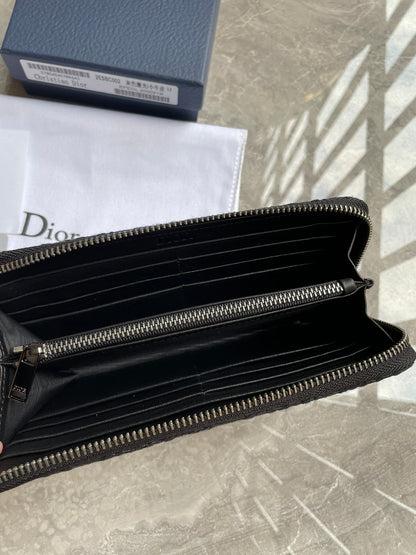 Dior Zipped Long Wallet "Black Dior Oblique Jacquard"