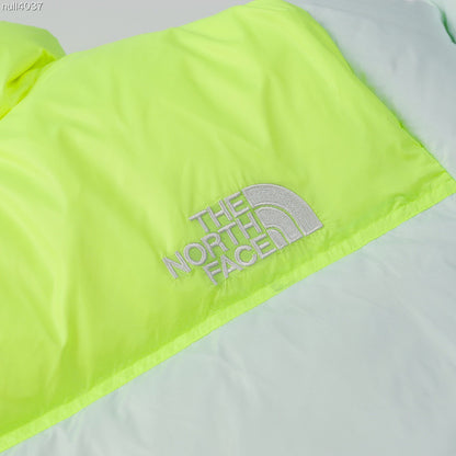 The North Face Nuptse Short Down Jacket "White-Neon Yellow"