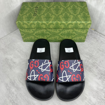Gucci Ghost Slides "Star Print Black-Blue"