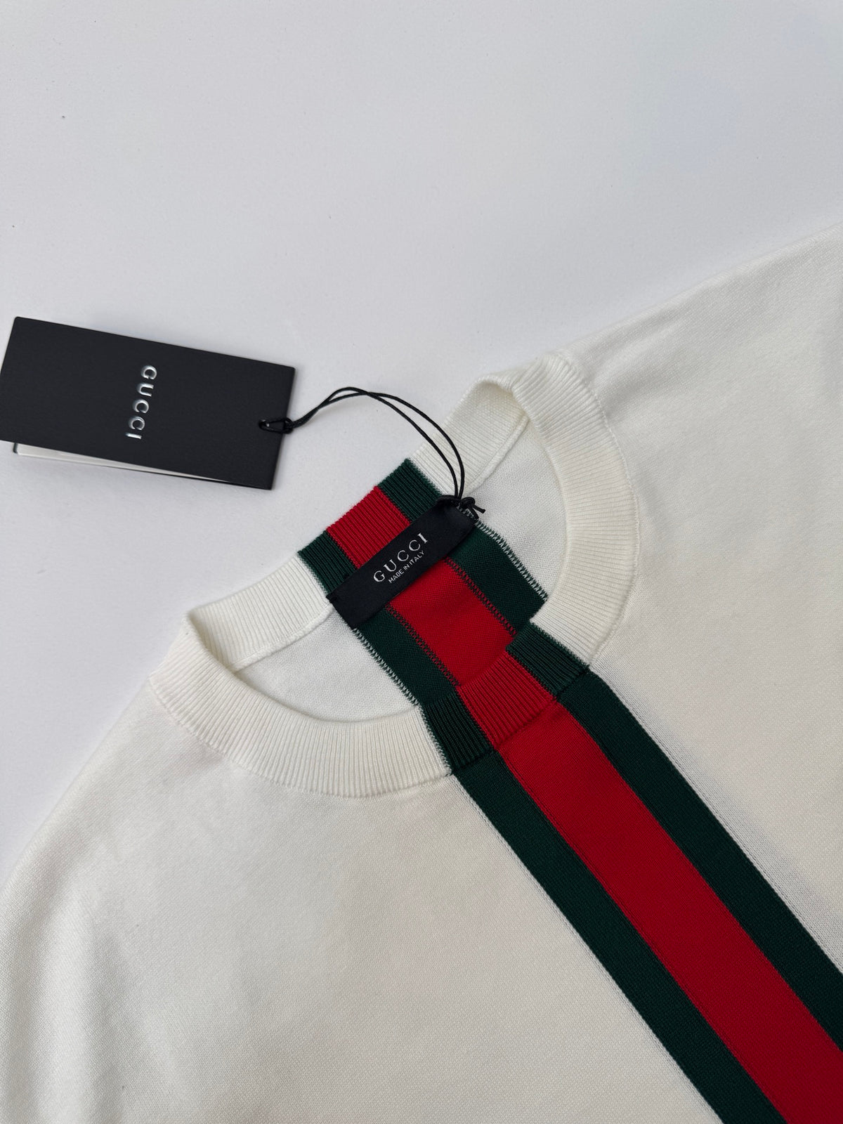 Gucci Knit cotton T-shirt with Web intarsia "White"