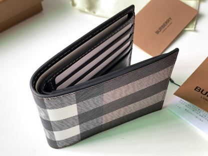Burberry Check and Leather Bifold Wallet