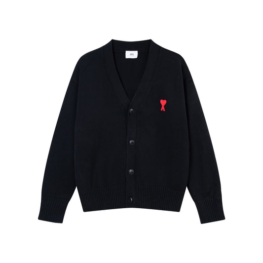 AMI Paris Ami De Coeur Cardigan "Black"