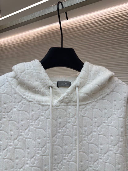Dior Oblique Hooded Sweatshirt "Off-White Cotton Fleece"