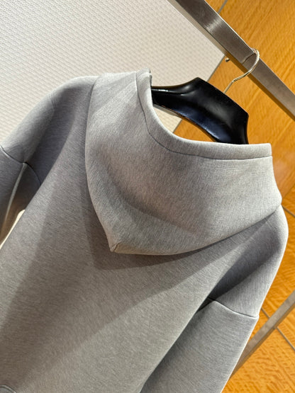 Gucci Viscose Jersey Zip Hoodie with Ebroidery "Grey"