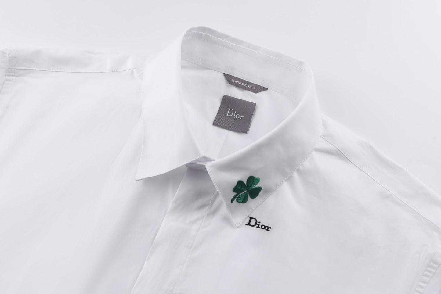 Dior Shirt with Dior Clover Embroidery "White Cotton Poplin"