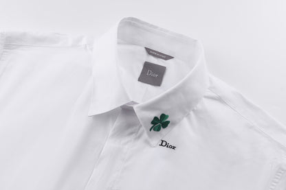 Dior Shirt with Dior Clover Embroidery "White Cotton Poplin"