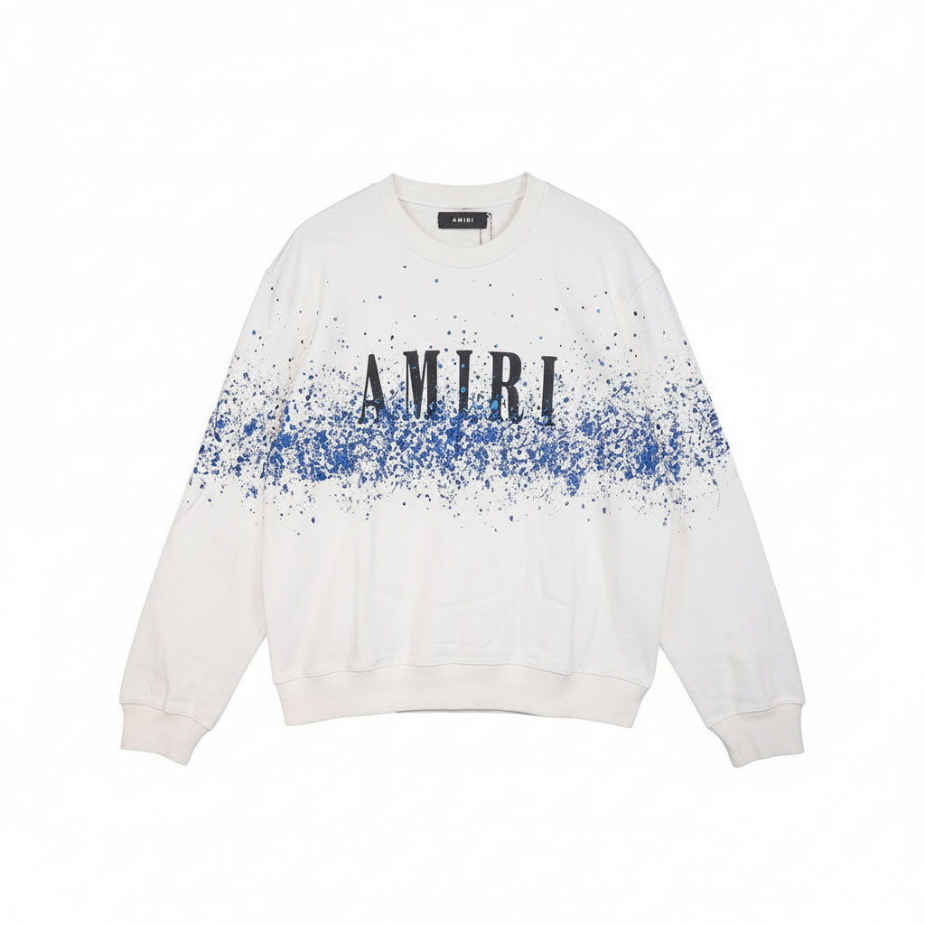Amiri Crystal Splash Logo Sweatshirt "White-Blue"