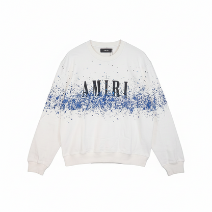Amiri Crystal Splash Logo Sweatshirt "White-Blue"