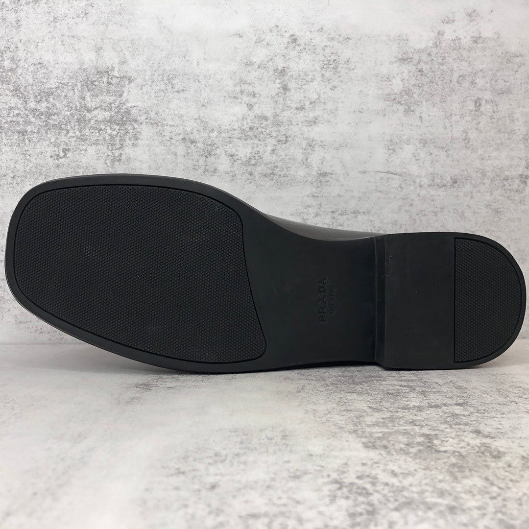 Prada Brushed Leather Derby Shoes "Red-Black"