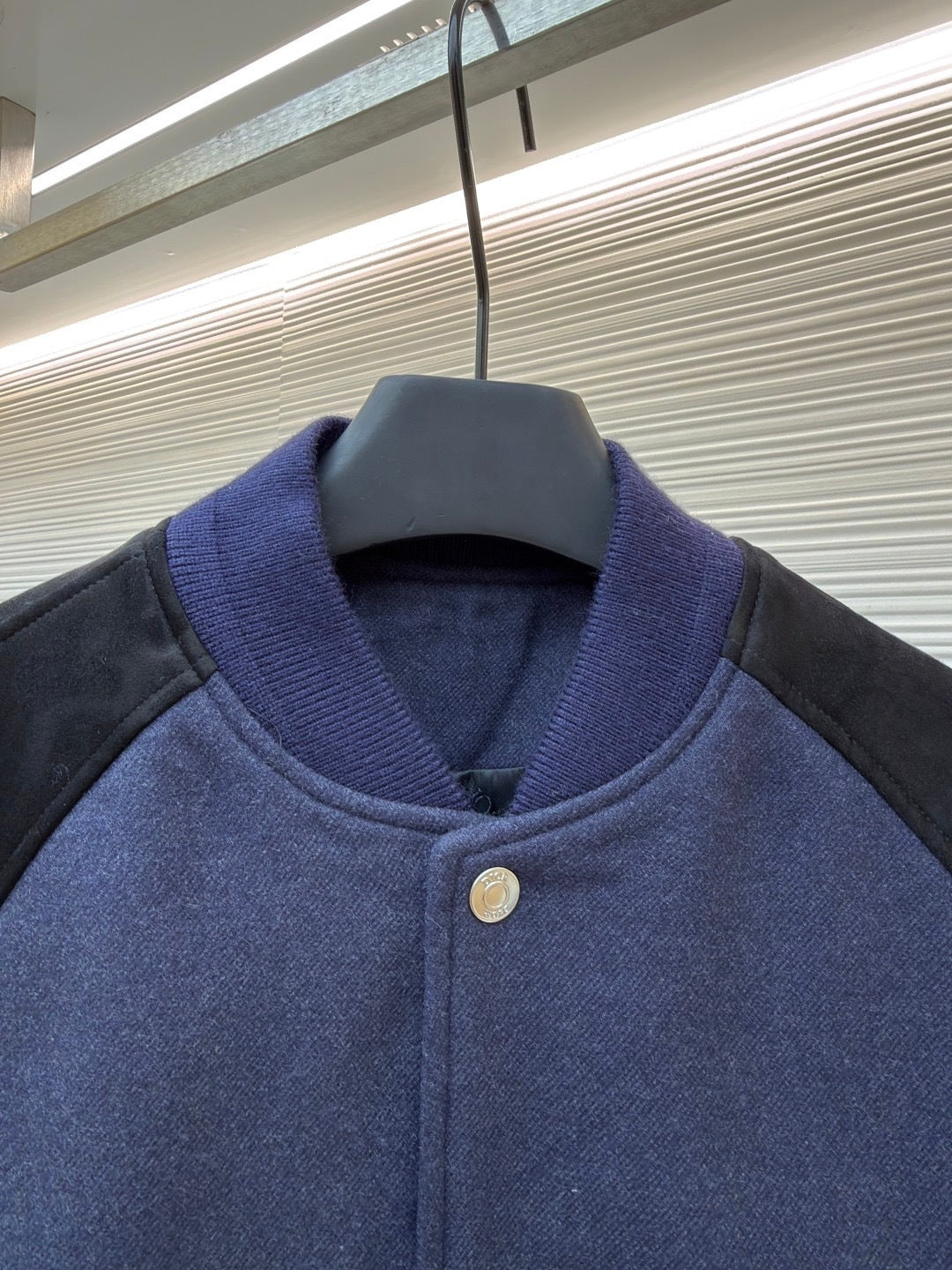 Dior Ribbon Varsity Jacket "Blue Lambskin Suede and Cotton"
