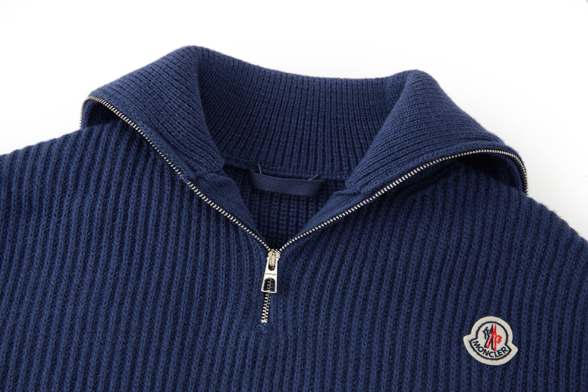 Moncler Logo Rib Wool Turtleneck "Cobalt Blue"