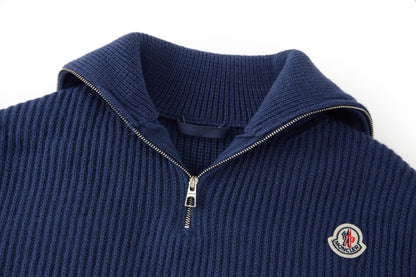 Moncler Logo Rib Wool Turtleneck "Cobalt Blue"