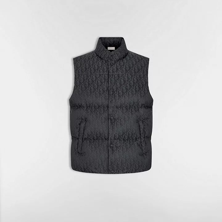 Dior Oblique Down Vest "Black Cotton-Blend Jacquard"