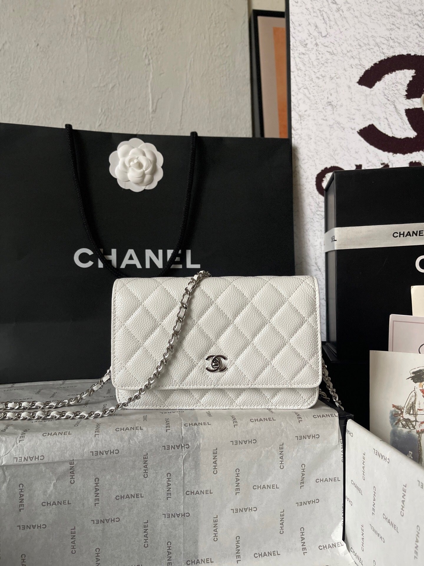 Chanel Quilted Caviar Leather Classic Wallet on Chain