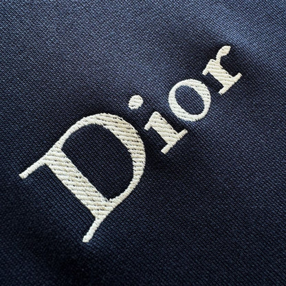 Dior Hooded Sweatshirt with Dior Embroidery "Blue Cotton Fleece"