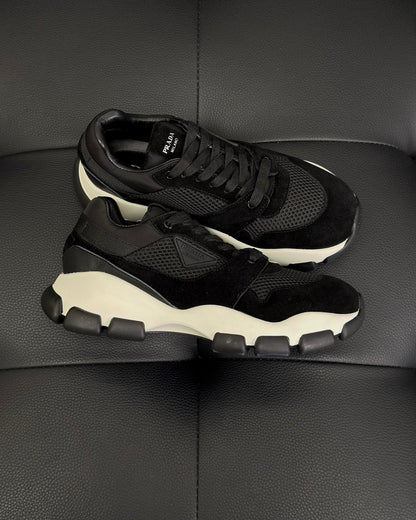 Prada Mesh Fabric and Suede Sneakers "Black"