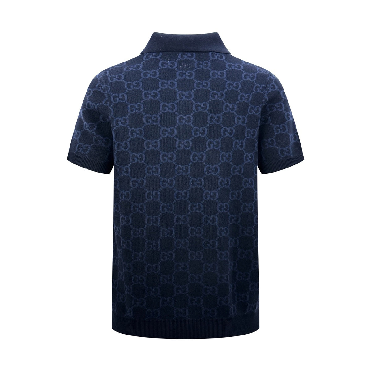 GG Cotton Silk Jacquard Polo Shirt "Dark Blue"