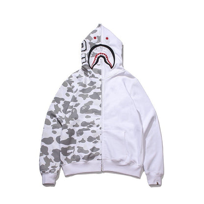BAPE City Camo Half Shark Full Zip Hoodie "White"