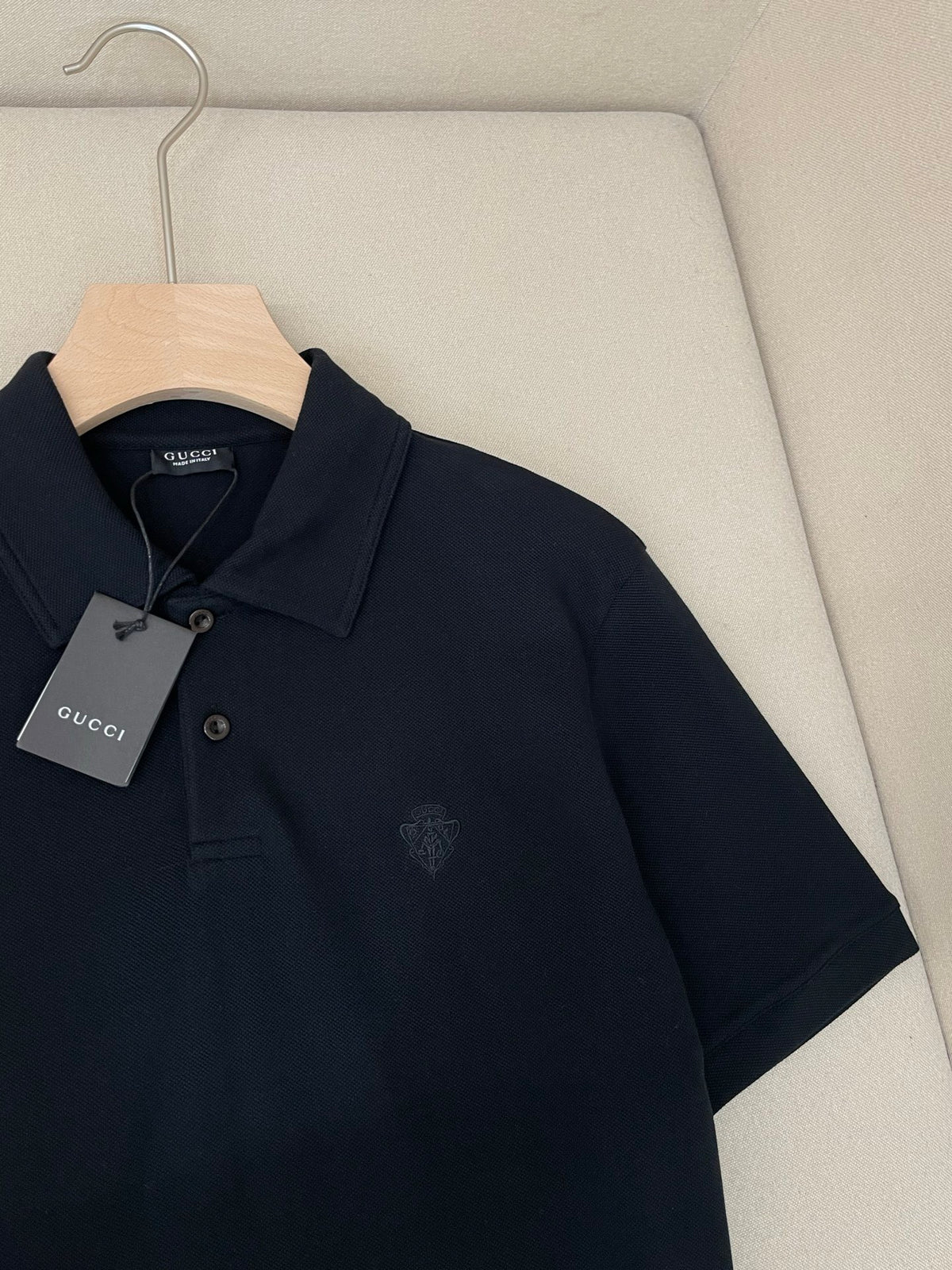 Gucci Cotton Piquet Polo Shirt with Embroidery "Black"