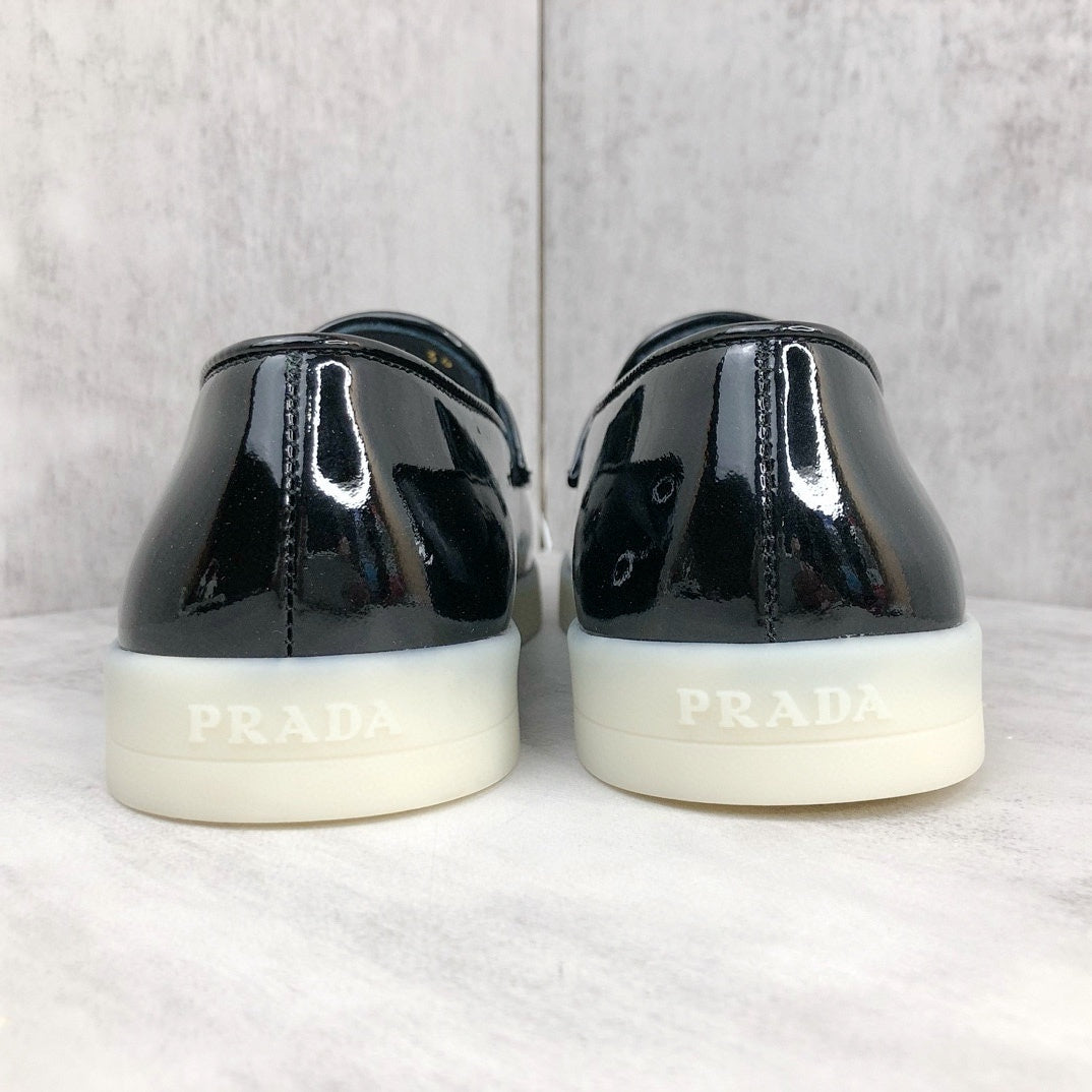 Prada Triangle-Logo Leather Loafers "Black"