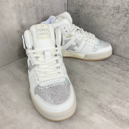 Fendi Match High-Top "White-Beige" Crystals