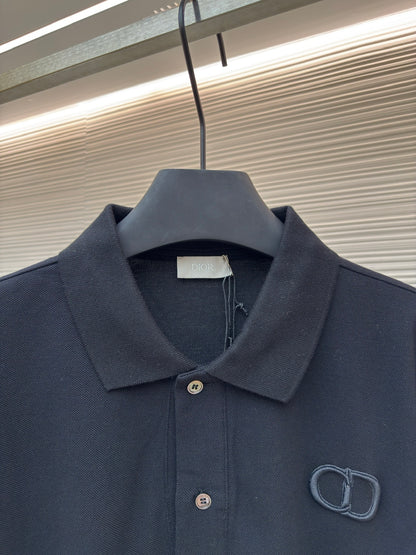 Dior CD Icon Polo Shirt "Black Cotton Piqué"