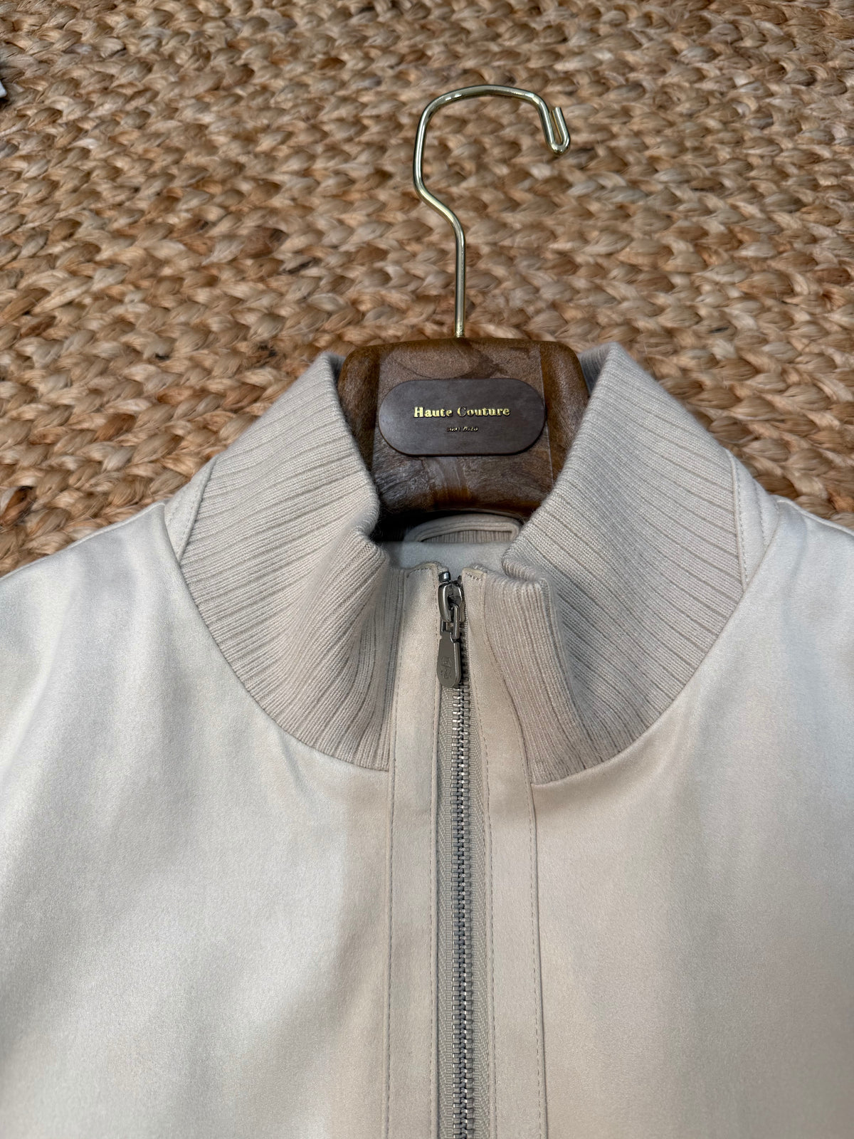 Brunello Cucinelli Suede and Wool Knit Bomber Jacket "Ivory"