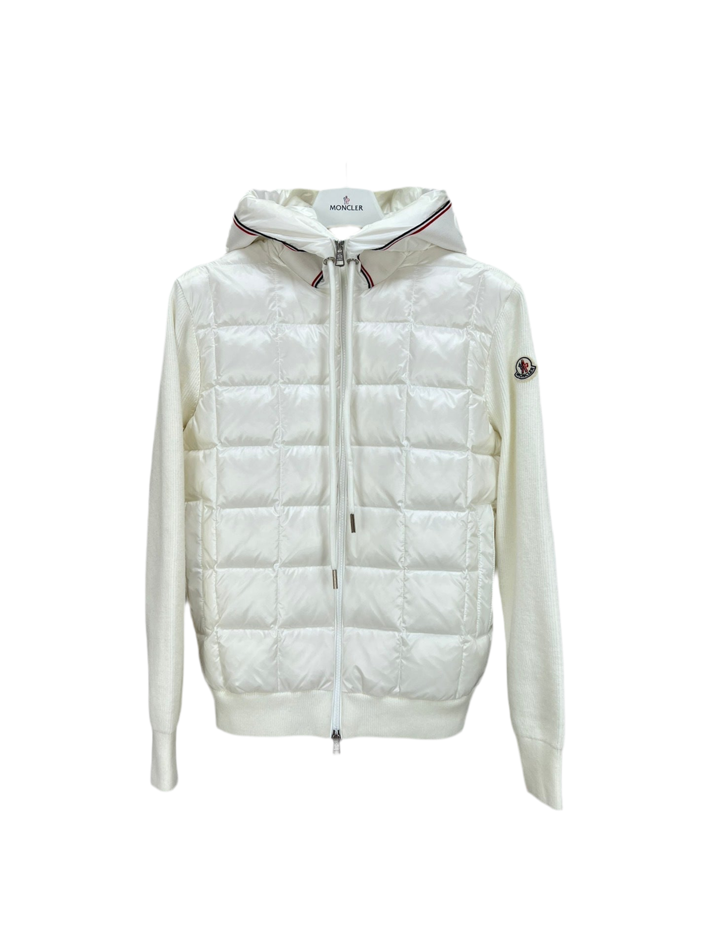 Moncler Paneled Down and Wool Jacket "White"