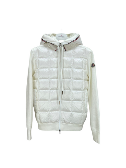 Moncler Paneled Down and Wool Jacket "White"