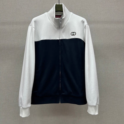 Gucci Technical Jersey Zip Jacket "Navy-White"